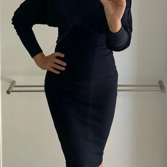 Sheike Mirage Navy Long Sleeve Dress | Size 6 - Picture 2 of 7